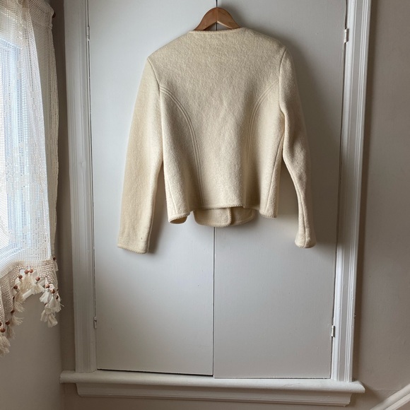 Vintage wool cream white blazer, small - Picture 3 of 5